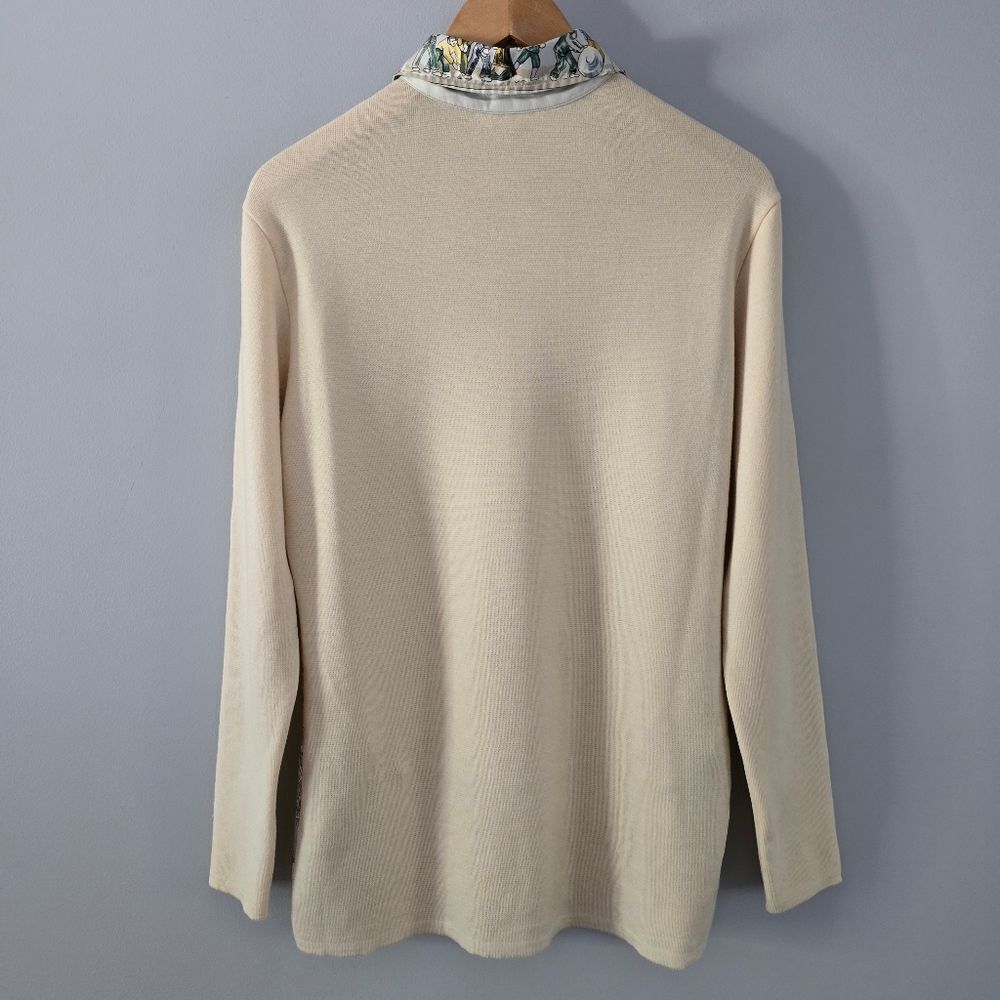 Hermes Margiela Winter Skiers & Holly Silk Wool Blend Polo Style Sweater Size S - Picture 6 of 12